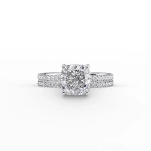The Eleanor Set  With A 2.5 Carat Cushion 14K White Gold Moissanite