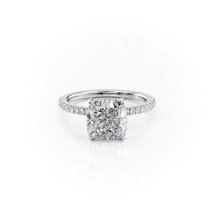 The Eleanor Set  With A 2.5 Carat Cushion 14K White Gold Moissanite