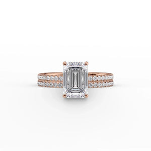 The Eleanor Set With A 2 Carat Emerald 14K Rose Gold Lab Diamond