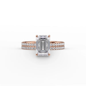The Eleanor Set With A 2 Carat Emerald 14K Rose Gold Lab Diamond