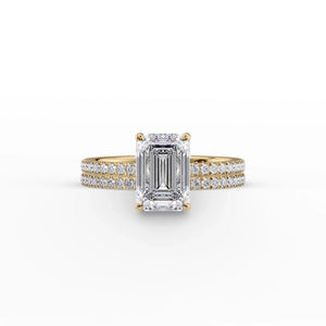 The Eleanor Set With A 3 Carat Emerald 18K Yellow Gold Lab Diamond
