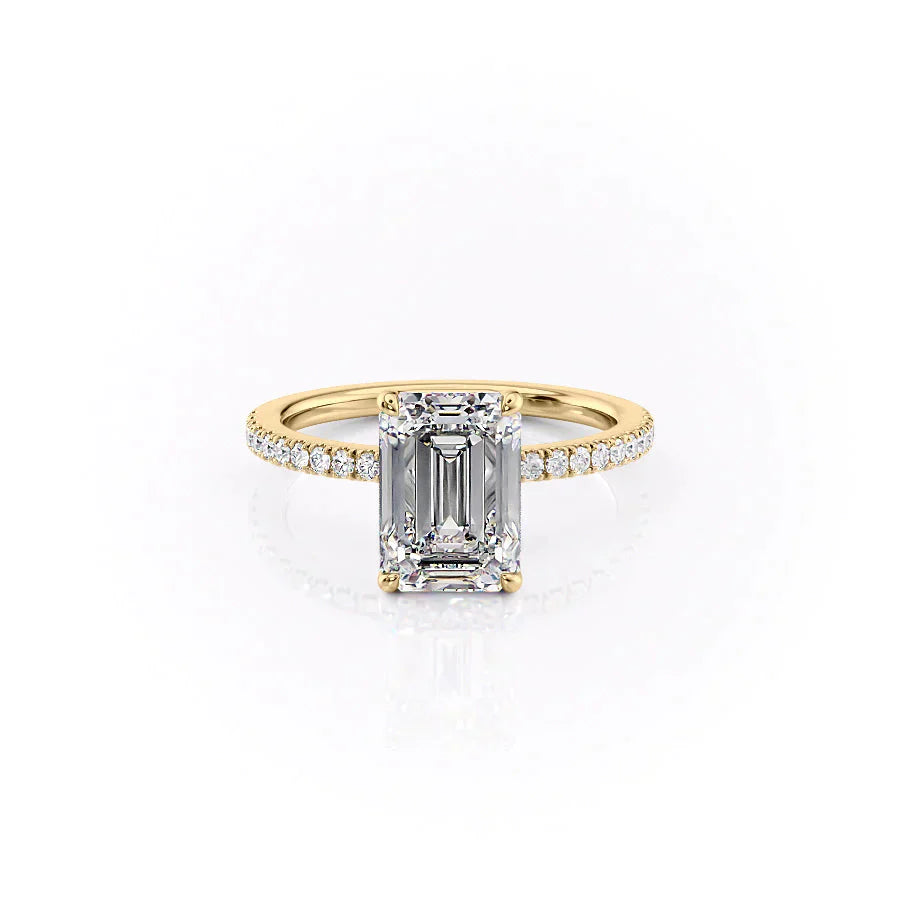 The Eleanor Set With A 1.5 Carat Emerald 18K Yellow Gold Lab Diamond