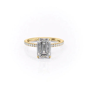 The Eleanor Set With A 1.5 Carat Emerald 18K Yellow Gold Lab Diamond
