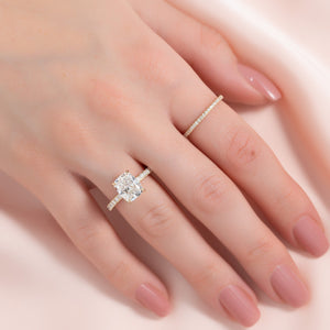 The Pave Eleanor Set With A 1.5 Carat E. Cushion 14K Yellow Gold Lab Diamond