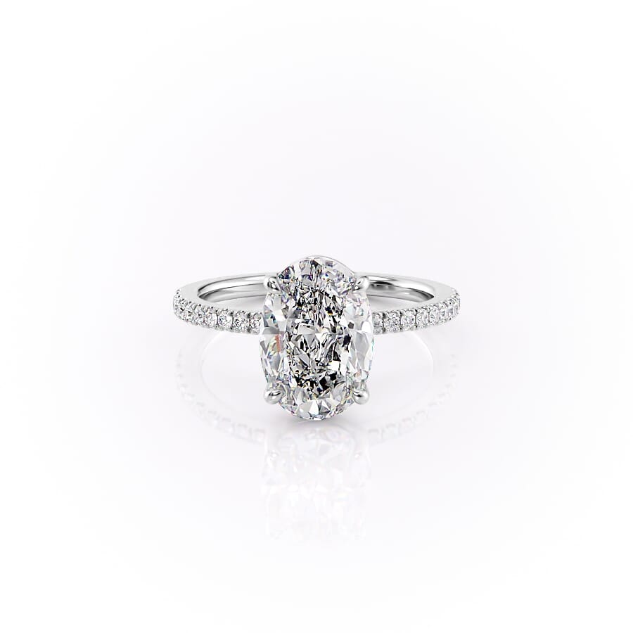 The Pave Eleanor Set With A 2 Carat Oval 18K White Gold Lab Diamond