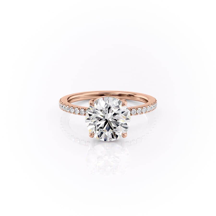 The Pave Eleanor Set With A 2.5 Carat Round 14K Rose Gold Lab Diamond