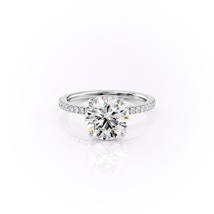 The Pave Eleanor Set With A 2 Carat Round 14K White Gold Lab Diamond