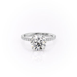 The Pave Eleanor Set With A 2 Carat Round 14K White Gold Lab Diamond