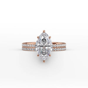 The Pave Eleanor Set With A 1.5 Carat Marquise 14K Rose Gold Lab Diamond