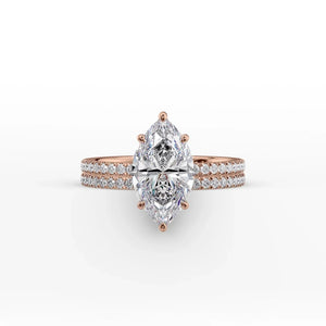 The Eleanor Set With A 1 Carat Marquise 14K Rose Gold Lab Diamond