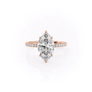 The Eleanor Set With A 1.5 Carat Marquise 14K Rose Gold Lab Diamond