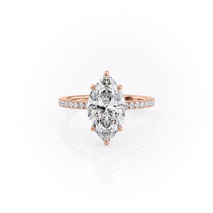 The Eleanor Set  With A 5 Carat Marquise 14K Rose Gold Moissanite