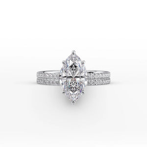 The Pave Eleanor Set With A 3 Carat Marquise 18K White Gold Lab Diamond
