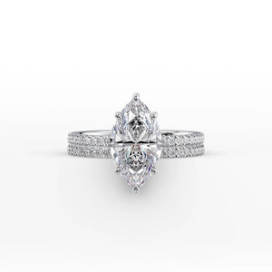 The Pave Eleanor Set With A 1 Carat Marquise 14K White Gold Lab Diamond