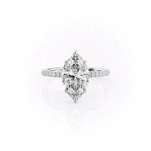 The Pave Eleanor Set With A 1 Carat Marquise 14K White Gold Lab Diamond