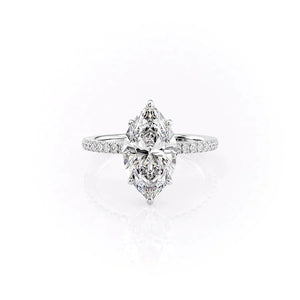The Pave Eleanor Set With A 3 Carat Marquise 18K White Gold Lab Diamond