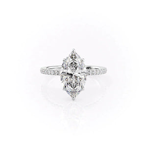 The Eleanor Set With A 2.5 Carat Marquise 14K White Gold Lab Diamond