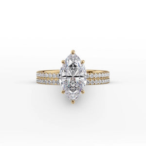 The Pave Eleanor Set With A 1 Carat Marquise 18K Yellow Gold Lab Diamond