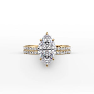 The Pave Eleanor Set With A 1.5 Carat Marquise 18K Yellow Gold Lab Diamond