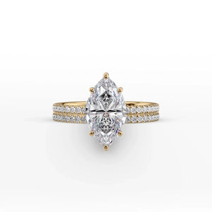 The Eleanor Set With A 2 Carat Marquise 18K Yellow Gold Lab Diamond