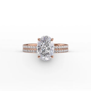 The Pave Eleanor Set With A 1.5 Carat Oval 14K Rose Gold Lab Diamond