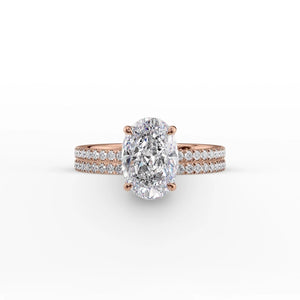 The Pave Eleanor Set With A 1 Carat Oval 14K Rose Gold Lab Diamond