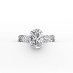 The Pave Eleanor Set With A 1 Carat Oval 18K White Gold Lab Diamond