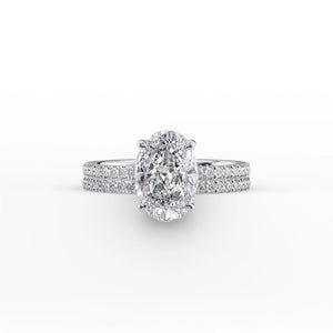 The Pave Eleanor Set With A 1.5 Carat Oval 14K White Gold Lab Diamond