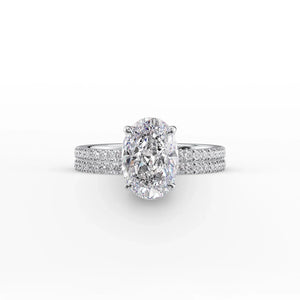 The Eleanor Set With A 1 Carat Oval 14K White Gold Lab Diamond