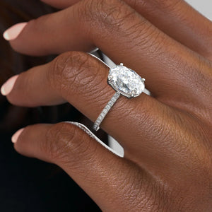 The Eleanor Set With A 2 Carat Oval 14K White Gold Lab Diamond