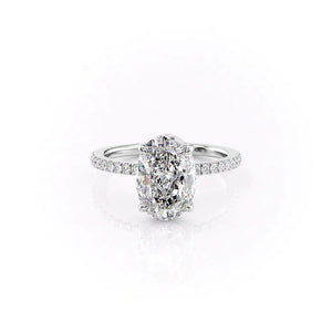The Eleanor Set With A 2 Carat Oval 18K White Gold Lab Diamond