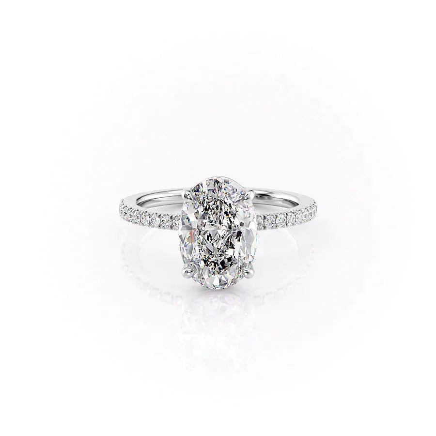 The Eleanor Set With A 1.5 Carat Oval 18K White Gold Lab Diamond