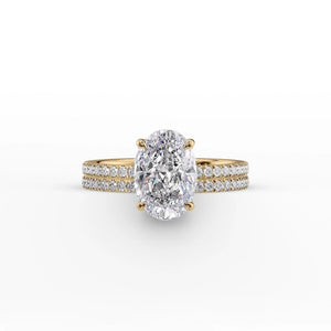 The Pave Eleanor Set With A 1 Carat Oval 14K Yellow Gold Lab Diamond