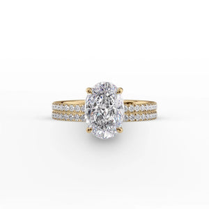 The Pave Eleanor Set With A 1.5 Carat Oval 18K Yellow Gold Lab Diamond