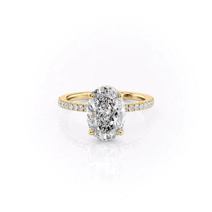 The Pave Eleanor Set With A 2 Carat Oval 18K Yellow Gold Lab Diamond