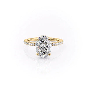 The Eleanor Set With A 2 Carat Oval 18K Yellow Gold Lab Diamond