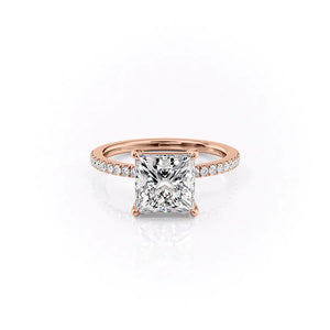 The Eleanor Set With A 1.5 Carat Princess 14K Rose Gold Lab Diamond