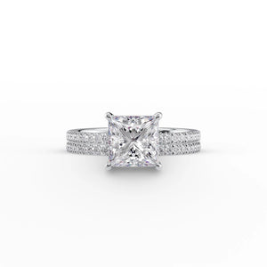 The Pave Eleanor Set With A 2.5 Carat Princess 18K White Gold Lab Diamond