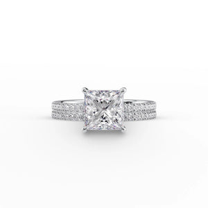 The Pave Eleanor Set With A 1 Carat Princess 14K White Gold Lab Diamond