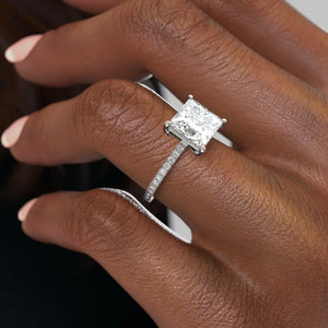 The Eleanor Set  With A 3.5 Carat Princess 18K White Gold Moissanite
