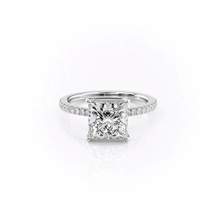 The Eleanor Set  With A 3.5 Carat Princess 18K White Gold Moissanite