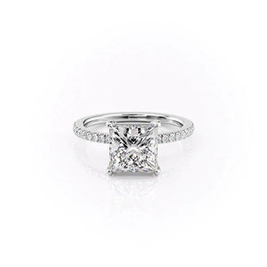 The Eleanor Set  With A 3.5 Carat Princess 18K White Gold Moissanite