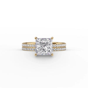 The Eleanor Set With A 2 Carat Princess 18K Yellow Gold Lab Diamond
