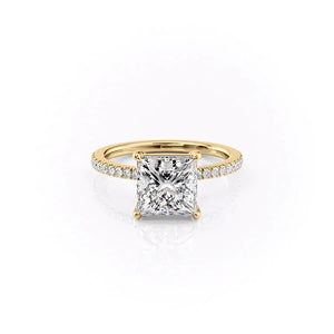 The Eleanor Set With A 1 Carat Princess 14K Yellow Gold Lab Diamond