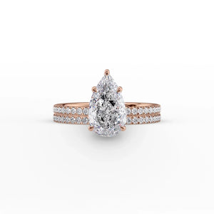 The Eleanor Set With A 2.5 Carat Pear 14K Rose Gold Lab Diamond