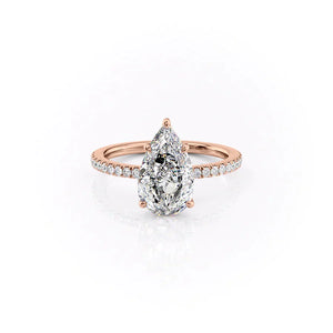 The Eleanor Set With A 2.5 Carat Pear 14K Rose Gold Lab Diamond