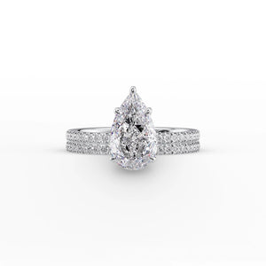 The Pave Eleanor Set With A 2.5 Carat Pear 14K White Gold Lab Diamond