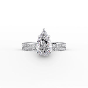 The Pave Eleanor Set With A 1 Carat Pear 14K White Gold Lab Diamond