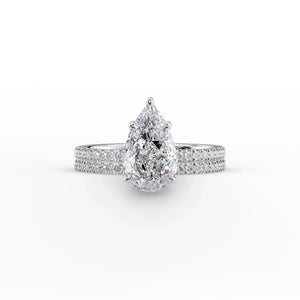 The Eleanor Set With A 2 Carat Pear 18K White Gold Lab Diamond