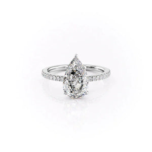 The Eleanor Set With A 2.5 Carat Pear 18K White Gold Lab Diamond